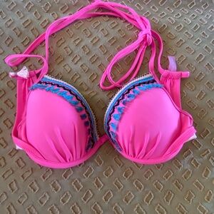 PINK Victoria's Secret Pink and Blue Bikini Top